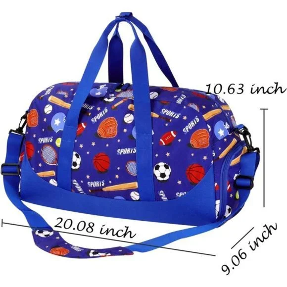 OVERNIGHT Bags for Kids Duffel Bags Basketball-Blue - Main Image